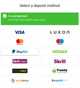 Gamebookers deposit method