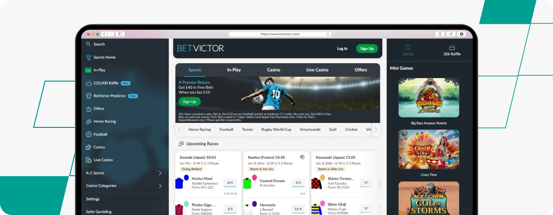 BetVictor homepage desktop screenshot