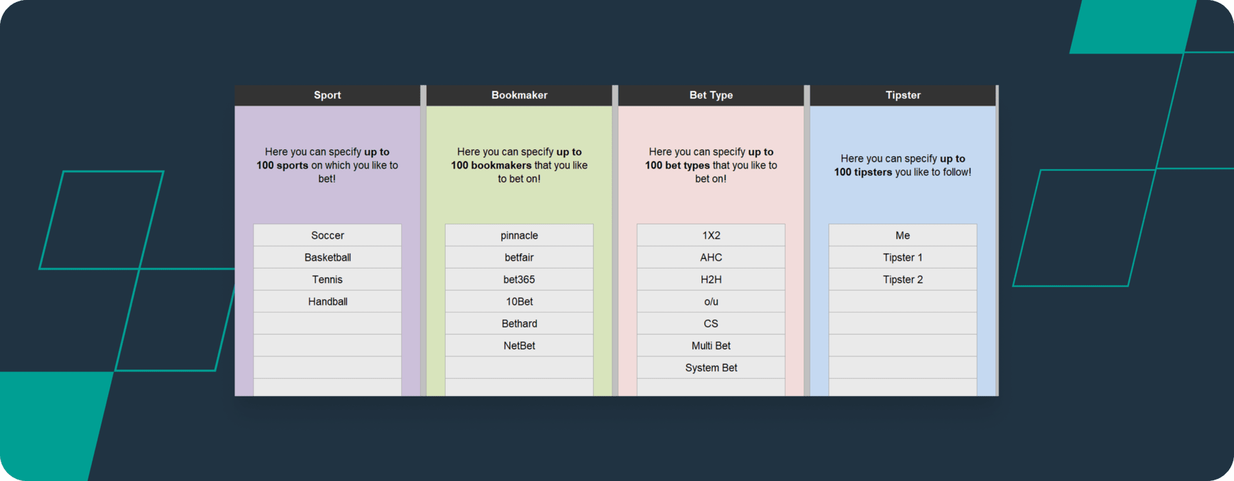 bet manager tool settings tab screenshot