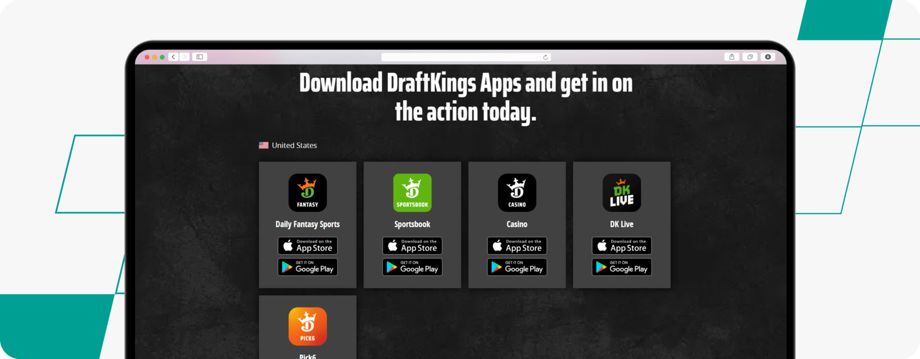 draftkings app selection screenshot