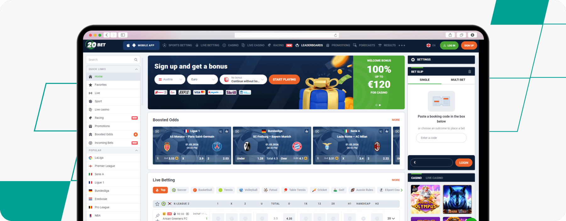 20Bet Homepage