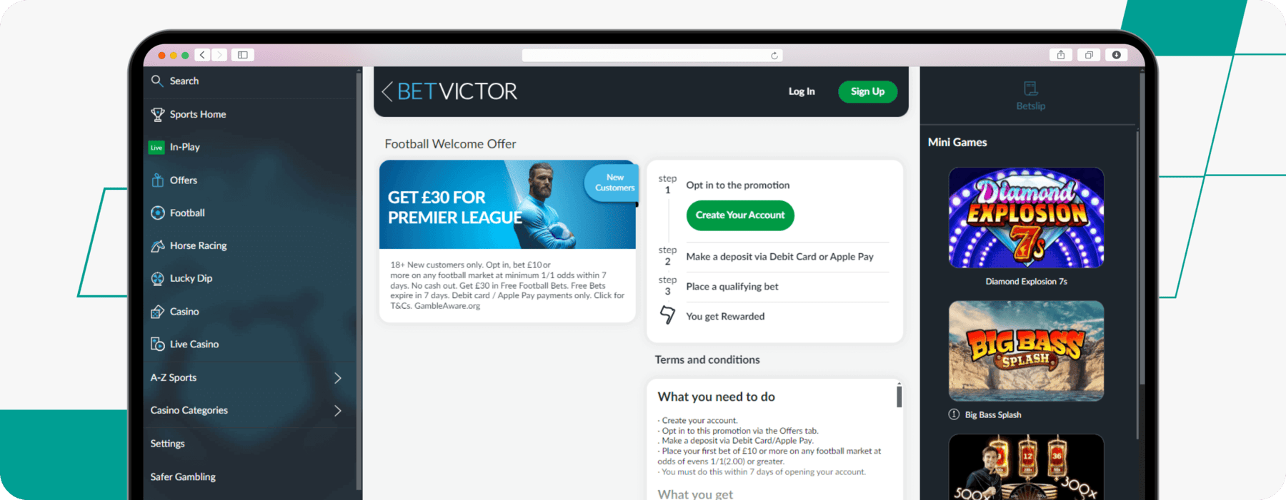 screenshot of betvictor premier league welcome offer